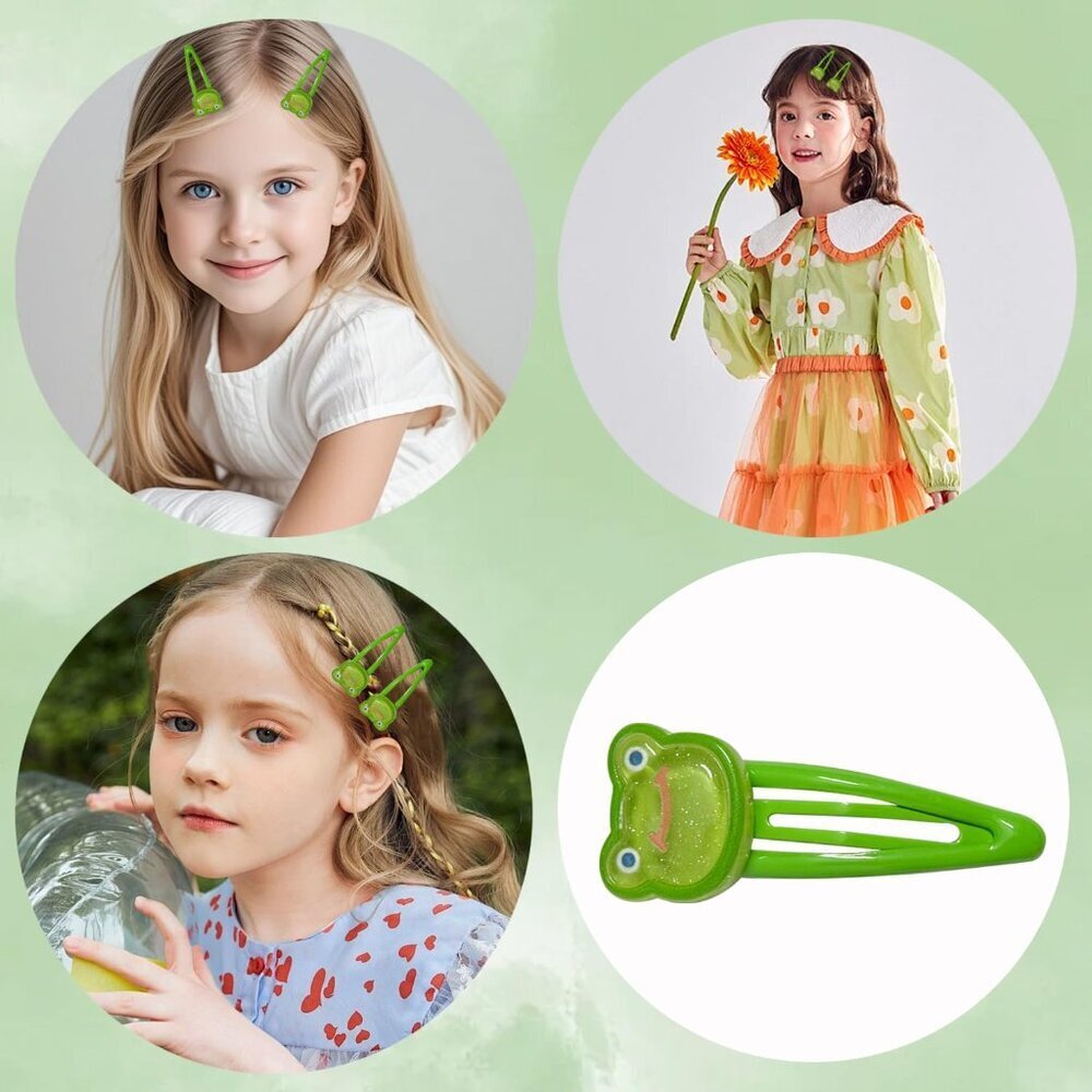20 Pcs Green Frog Hair Clips Animal Theme Kids Hair Accessories - Picture 4 of 6